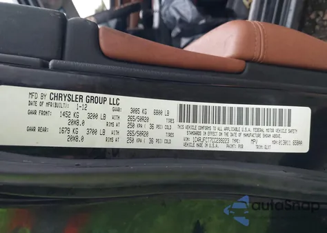 2012 Jeep Grand Cherokee Overland from USA, damaged, VIN 1C4RJFCT7CC239223